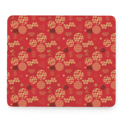 Red Japanese Pattern Print Mouse Pad