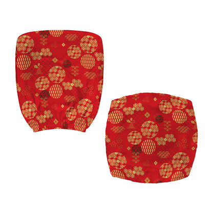 Red Japanese Pattern Print Office Chair Cover