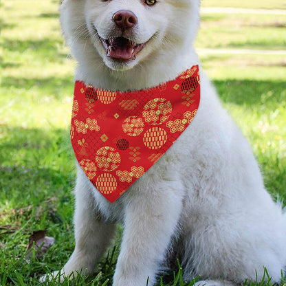 Red Japanese Pattern Print Over The Collar Dog Bandana
