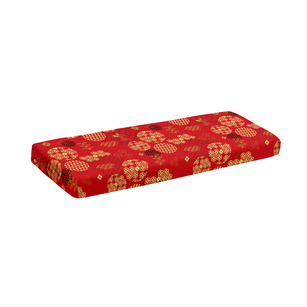 Red Japanese Pattern Print Piano Keyboard Cover