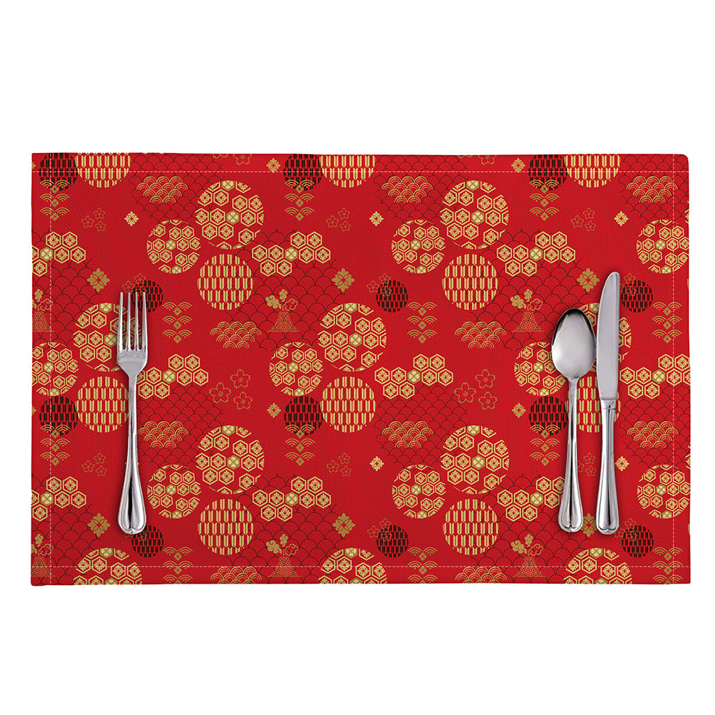 Red Japanese Pattern Print Placemat
