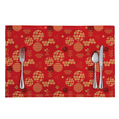 Red Japanese Pattern Print Placemat