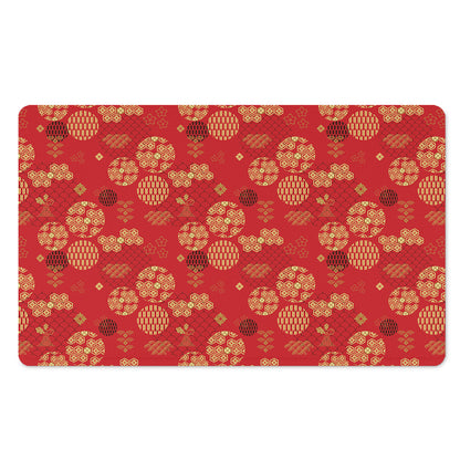Red Japanese Pattern Print Polyester Doormat