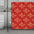 Red Japanese Pattern Print Polyester Shower Curtain