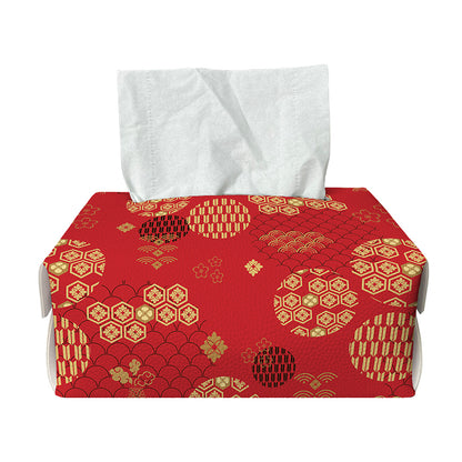 Red Japanese Pattern Print Rectangle Tissue Box Cover
