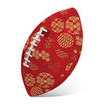 Red Japanese Pattern Print Rugby Ball