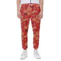 Red Japanese Pattern Print Joggers