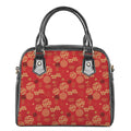 Red Japanese Pattern Print Shoulder Handbag