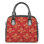 Red Japanese Pattern Print Shoulder Handbag