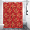 Red Japanese Pattern Print Shower Curtain