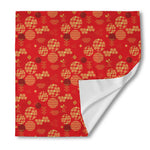Red Japanese Pattern Print Silk Bandana