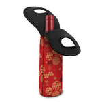 Red Japanese Pattern Print Single Neoprene Wine Tote