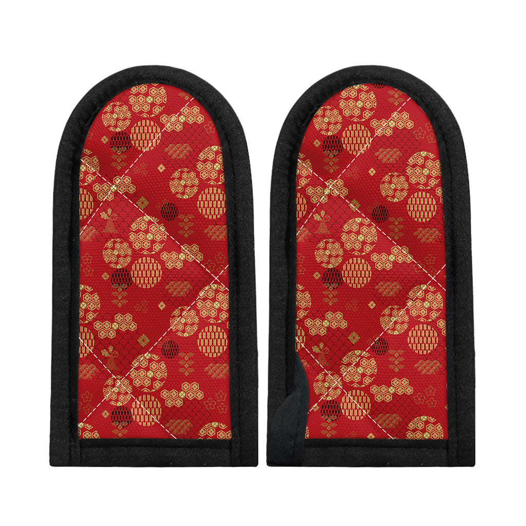 Red Japanese Pattern Print Skillet Handle Cover