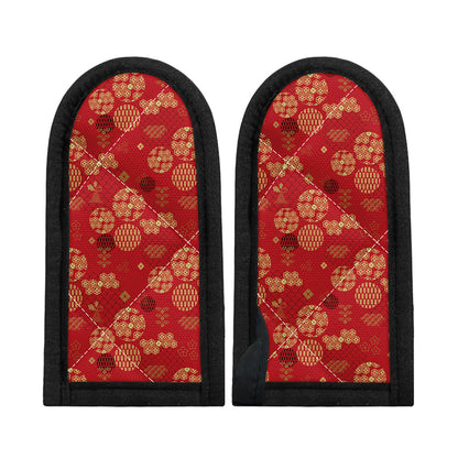 Red Japanese Pattern Print Skillet Handle Cover