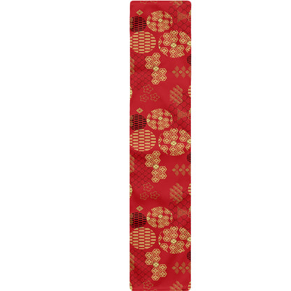 Red Japanese Pattern Print Table Runner