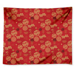Red Japanese Pattern Print Tapestry