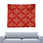 Red Japanese Pattern Print Tapestry