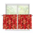 Red Japanese Pattern Print Tier Curtains