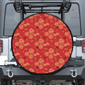 Red Japanese Pattern Print Tire Cover