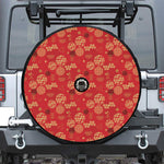 Red Japanese Pattern Print Tire Cover With Camera Hole