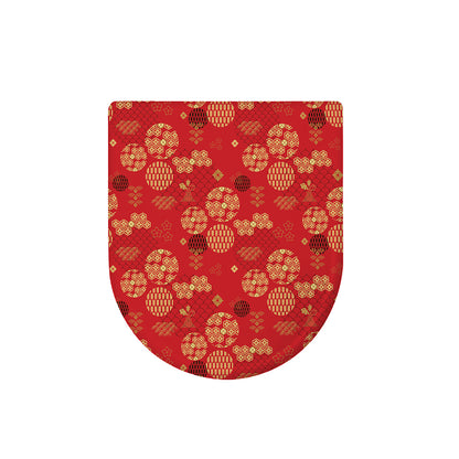 Red Japanese Pattern Print Toilet Lid Cover