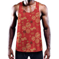 Red Japanese Pattern Print Men's Workout Tank Top