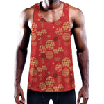 Red Japanese Pattern Print Training Tank Top