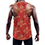 Red Japanese Pattern Print Training Tank Top