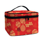 Red Japanese Pattern Print Travel Makeup Bag
