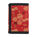 Red Japanese Pattern Print Trifold Wallet