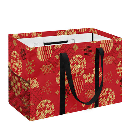 Red Japanese Pattern Print Utility Tote Bag
