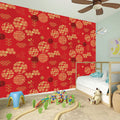 Red Japanese Pattern Print Wall Sticker