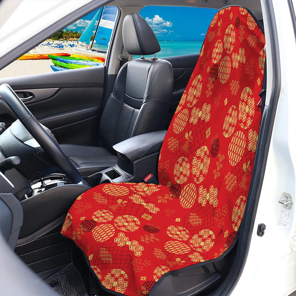 Red Japanese Pattern Print Waterproof Car Seat Cover