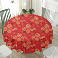 Red Japanese Pattern Print Waterproof Round Tablecloth