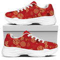 Red Japanese Pattern Print White Chunky Shoes