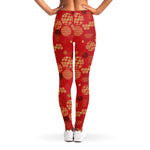 Red Japanese Pattern Print Women's Leggings