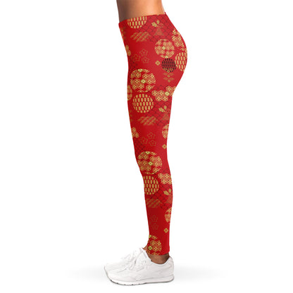 Red Japanese Pattern Print Women's Leggings