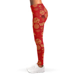 Red Japanese Pattern Print Women's Leggings