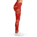 Red Japanese Pattern Print Women's Leggings
