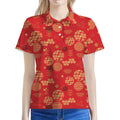 Red Japanese Pattern Print Women's Polo Shirt
