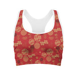 Red Japanese Pattern Print Women's Sports Bra