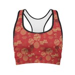 Red Japanese Pattern Print Women's Sports Bra