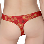 Red Japanese Pattern Print Women's Thong