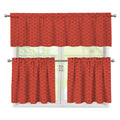 Red Japanese Wave Pattern Print 3 Piece Kitchen Curtains