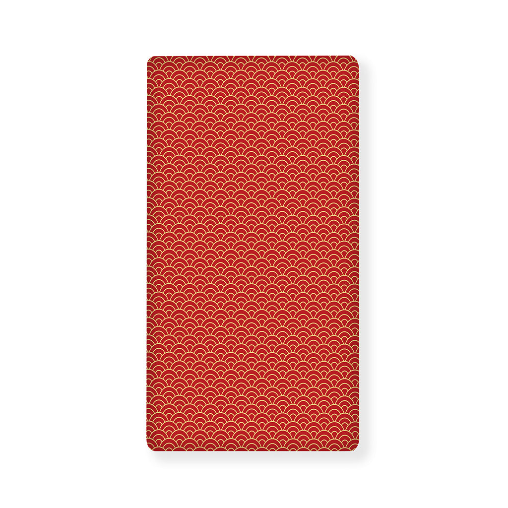 Red Japanese Wave Pattern Print Baby Crib Sheet
