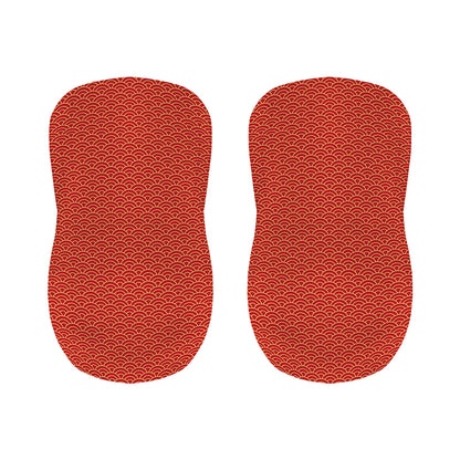 Red Japanese Wave Pattern Print Bar Stool Covers