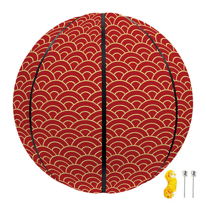 Red Japanese Wave Pattern Print Basketball