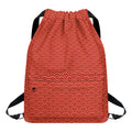 Red Japanese Wave Pattern Print Drawstring Backpack