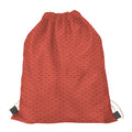 Red Japanese Wave Pattern Print Drawstring Bag
