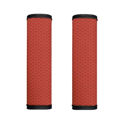 Red Japanese Wave Pattern Print Handle Covers